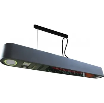 Průmyslové topidlo ELMETFIRE ET0012 PLUTO LG zahradní venkovní závěsné topidlo 1500W s osvětlením IP24 s dálkovým ovládáním, černá