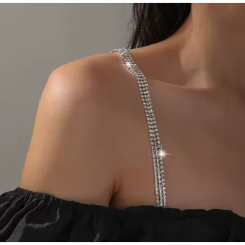 B-TOP Trojitá krystalová ramínka k podprsence - stříbrná