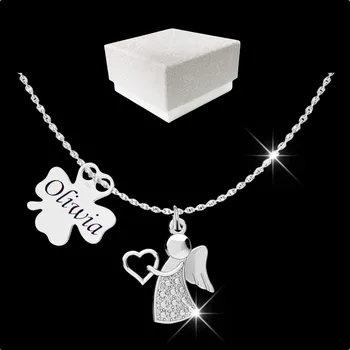 Náhrdelník Stříbrný Náhrdelník Andílek ke Svaté Přijímání s GRAVÍROVÁNÍ Stříbro 925 - DÁREK ch6