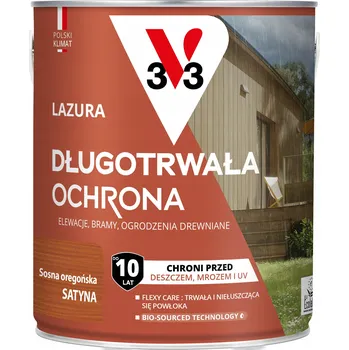 barva a nátěr na dřevo V33 Lazura s dlouhodobou ochranou 10 let Borovice oregonská, saténový lesk, 2,5 l