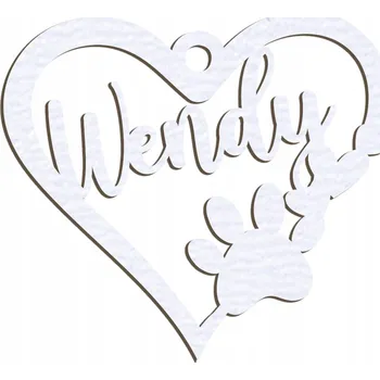 Vánoční dekorace VÁNOČNÍ KOULE PERSONALIZOVANÁ Pro Mazlíčka Srdce a Tlapka 10cm Jméno HDF