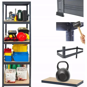 Dílenský regál Kovový regál do skladu PREMIUM HELIOS 180x50x50 cm, 5 polic, nosnost 175 kg/police - ODOLNÝ