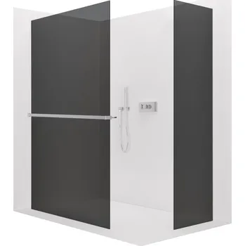 CERANO - Sprchová zástěna Walk-in Crystal T L/P - 10 mm - bezvzpěrový systém + polička/držák na ručníky - chrom, grafitové sklo - 140x110x200 cm