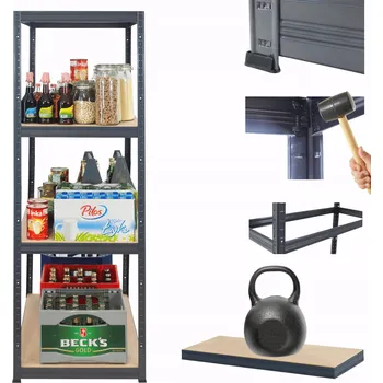 Dílenský regál Kovový regál do skladu, garáže PREMIUM HELIOS 180x40x40 cm, 4 police, nosnost 175 kg/police