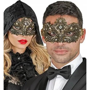 Karnevalová maska Benátská maska na oči Widmann řada 19, plastová, zlatá