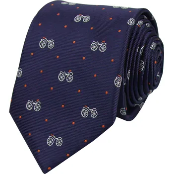 Kravata Tmavě modrá pánská kravata s puntíky a JÍZDNÍMI KOLY