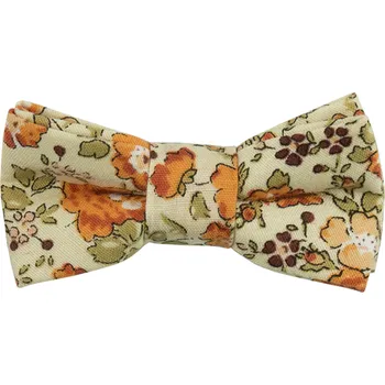 Motýlek Světle béžový MINI dětský motýlek s žluto oranžovými květy