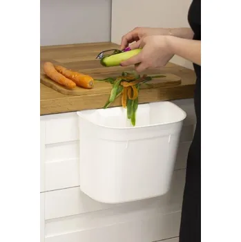 Odpadkový koš Orion Závěsný odpadkový koš na kuchyňská dvířka, 4l - šedý/bílý/zelený Barva: bílá