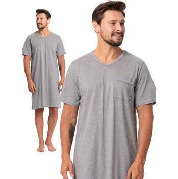 Pánská noční košile Hotberg BALTAZAR komfortní pánská noční košile s krátkým rukávem [šedá XXL]