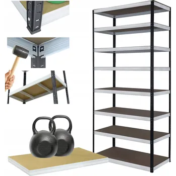Dílenský regál Kovový regál skladový stojan HELIOS 270x90x35cm 8 polic x 275kg, ROBUSTNÍ