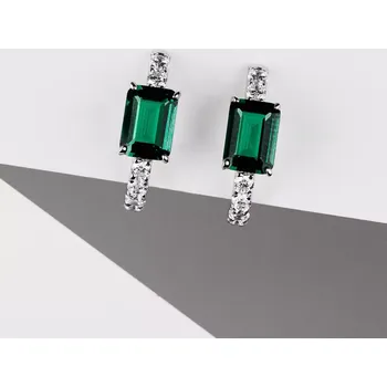 Náušnice Auralis Green - stříbrné náušnice s bílými a zelenými zirkony