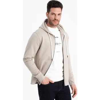Pánská mikina Pánská mikina BASIC s rozepnutou kapucí světle béžová