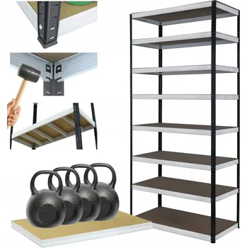 Dílenský regál Kovový regál skladový stojan HELIOS 270x75x45cm 8 polic x 400kg ZÁTĚŽ