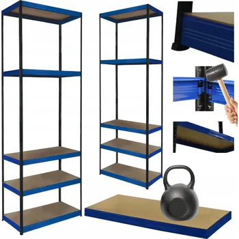 Dílenský regál Kovový regál skladový stojan HELIOS 180x50x50 cm 5 polic x 175 kg ODOLNÝ