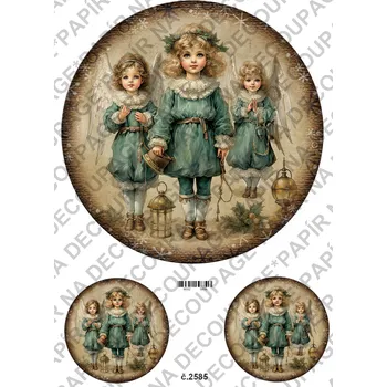 Umělecký papír Rýžový a soft papír na decoupage - Viktroriánské, retro, andělka - KB2585 Materiál: Soft, Rozměr: A4