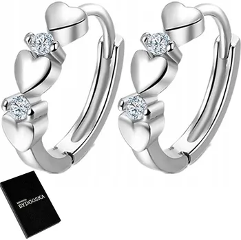 Náušnice STŘÍBRNÉ NÁUŠNICE SRDÍČKA KRUHY PRO DÍVKU 925