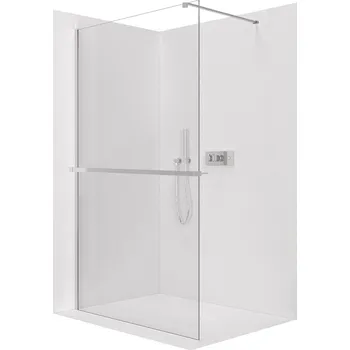 CERANO - Sprchová zástěna Walk-in Onyx Cube L/P - 8 mm - hranatá vzpěra + polička/držák na ručníky - chrom, transparentní sklo - 30x200 cm