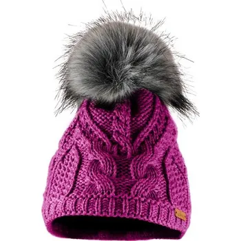 Čepice Bontis Dámská zimní čepice s kožešinovou bambulí - Fuchsiová | uni