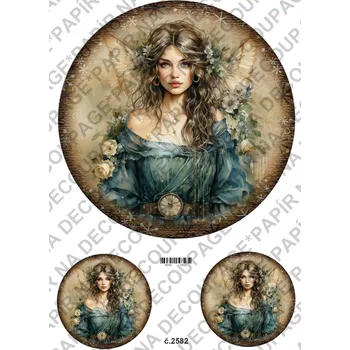 Umělecký papír Rýžový a soft papír na decoupage - Viktroriánské, retro, andělka - KB2582 Materiál: Soft, Rozměr: A4