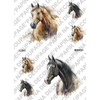 Umělecký papír Rýžový a soft papír na decoupage - Koně - KB2565 Materiál: Soft, Rozměr: A4
