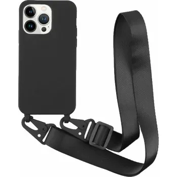 Matný kryt s nastavitelným popruhem pro iPhone 13 Pro - černý