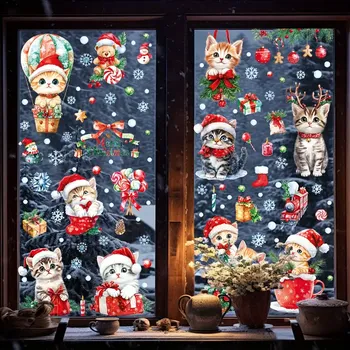 Vánoční dekorace Univerzál 9 Listů/155ks Veselé vánoční zimní okenní samolepky