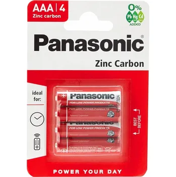 Článková baterie 4x Zinko-uhlíková baterie Panasonic AAA (R3) v blistru