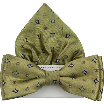 Motýlek Zlatý pánský motýlek se čtverečky včetně kapesníčku