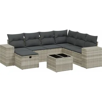 Zahradní sestava Sada zahradního nábytku VidaXL z technoratanu, šedá, 8 dílů