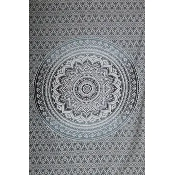 Přehoz na lůžko Bavlněný přehoz na postel s mandalou Mandala – šedý 1, Sittar