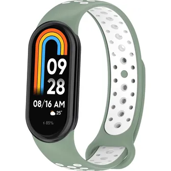 Příslušenství k fitness náramku Xiaomi Mi Smart Band 8/9/10 náhradní náramek - Sportovní prodyšný perforovaný Barva: Zeleno bílá MBSCZ-SPP807