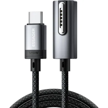 ESSAGER ES-X69 opletený nabíjecí kabel - USB-C na MagSafe 3 pro MacBook - 1 m - tmavě šedý