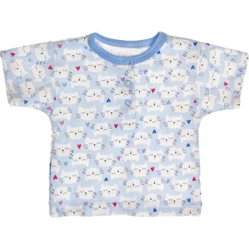 MBaby Bavlněné Polo tričko s krátkým rukávem Kočičky vel. 80 - modré, Velikost koj. oblečení 74 (6-9m)