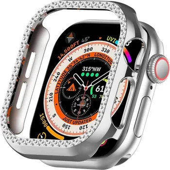 Pouzdro na mobilní telefon Pouzdro posázené kamínky pro Apple Watch 44mm - stříbrné