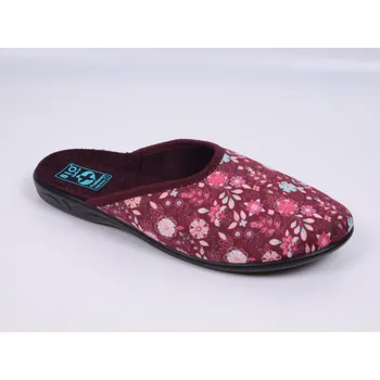 Dámské pantofle Dámské bačkory papuče ADANEX SARA 29838 vínové s květy s uzavřenou špičkou velikost: 38