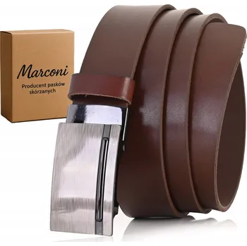 Opasek KOŽENÝ pánský Pásek 3,5 cm AUTOMATICKÁ spona k obleku i džínám Univerzální HNĚDÝ