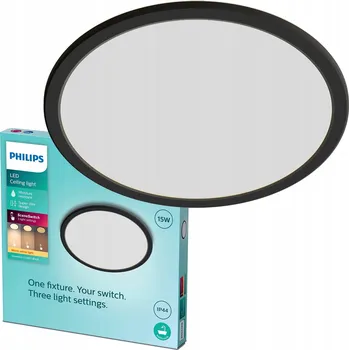 STROPNÍ SVÍTIDLO LED PHILIPS SUPERSLIM 15W 2700K IP44 ČERNÝ