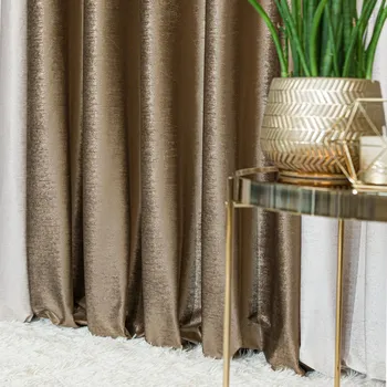 Dekorační vzorovaný závěs s kroužky ELEONORA hnědá 140x250 cm (cena za 1 kus) MyBestHome