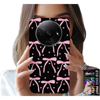 Pouzdro na mobilní telefon POUZDRO PRO XIAOMI REDMI A3 - ČERNO-RŮŽOVÉ STUŽKY S MAŠLIČKAMI