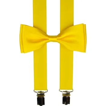 Kšandy Kanárkově žluté pánské kšandy s motýlkem