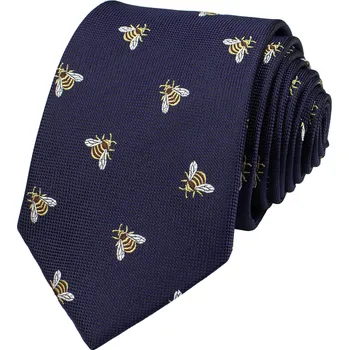 Kravata Tmavě modrá pánská kravata VČELA