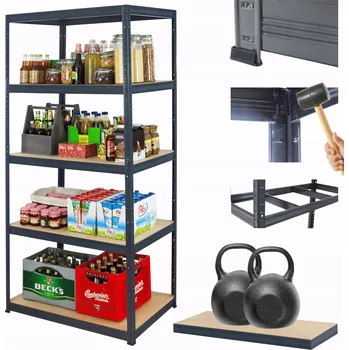 Dílenský regál Kovový regál do skladu PREMIUM HELIOS 213x100x40 cm 5 polic x 275 kg, ROBUSTNÍ