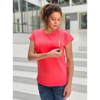 Kojicí tričko Loren – korálové, bavlna, krátký rukáv, skryté zipy Velikost: XL