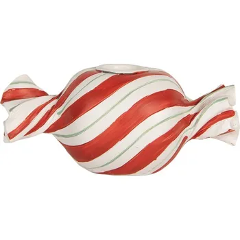 Svícen Bílo-červený svícen na úzkou svíčku Bonbón Candy - 14*7*6 cm