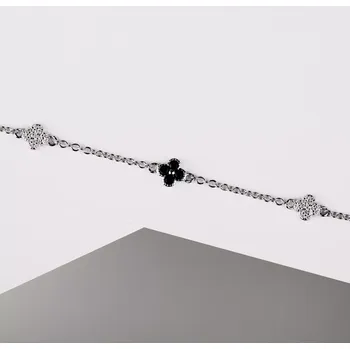 Náramek Zoryne Black - stříbrný náramek s bílými a černými zirkony