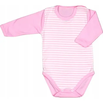 Kojenecký body Body s dlouhým rukávem, proužky, růžové vel 56 KLEKLE