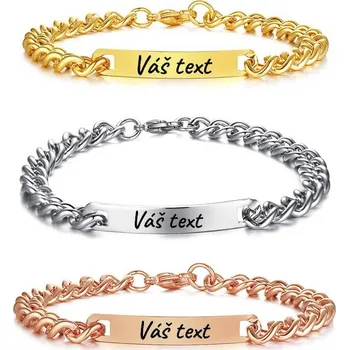 Náramek Luxusní personalizovaný náramek s gravírováním - Vlastní text Barva: Růžová