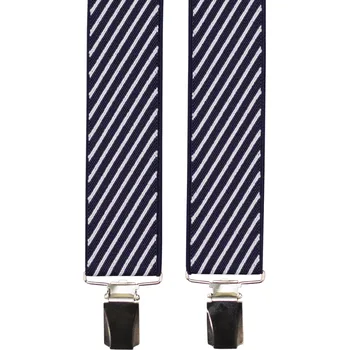 Kšandy Tmavě modré pánské široké kšandy s pruhy