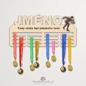 věšák na medaile WoodenPuzzle.cz Věšák na medaile - rychlobruslení - muž Velikost: 30 cm