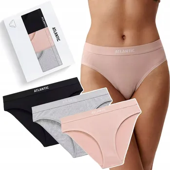 Dámské spodní prádlo ATLANTIC 3CLP-012 Kalhotky Dámské sportovní bavlněné kalhotky 3-PAK - S